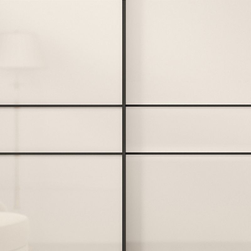 Sliding Door Wardrobe Closet White Wood Wardrobe Armoire with Shelves