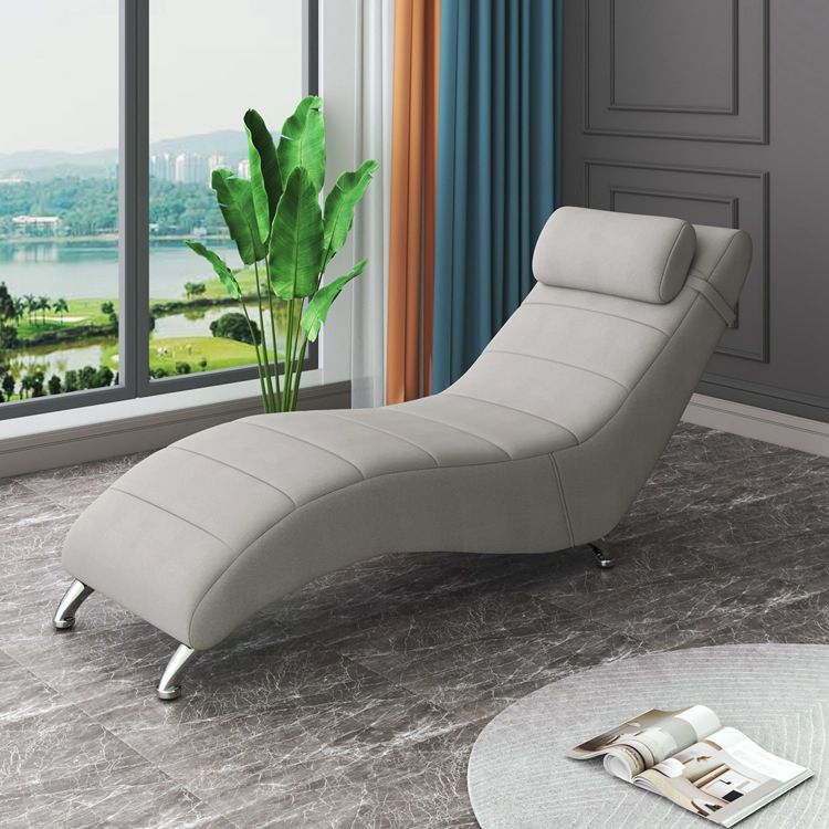 Faux Leather Chaise Lounge Armless Solid Color Chaise for Bedroom and Living Room