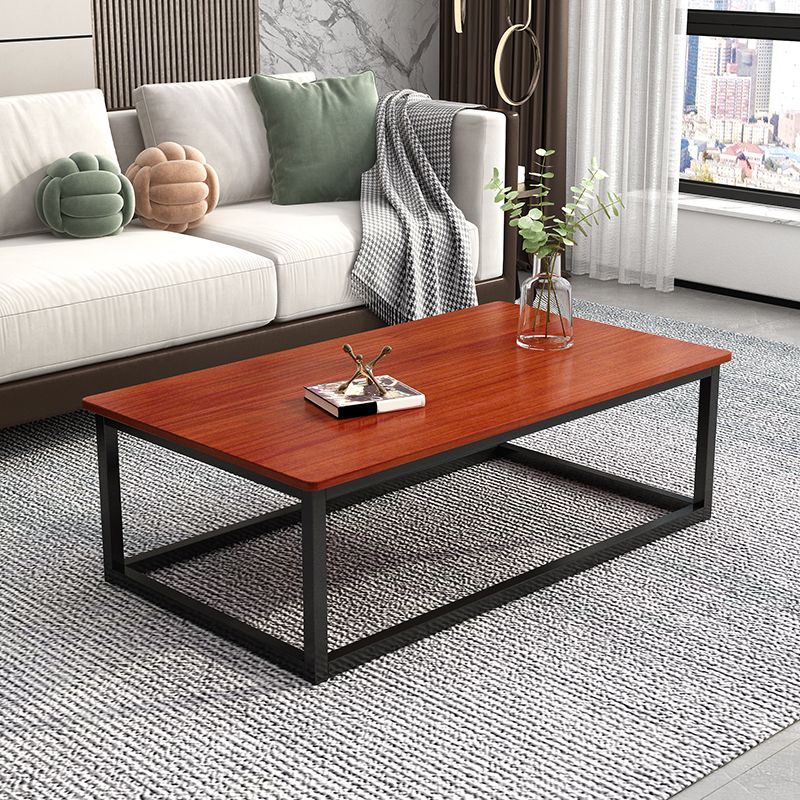 Wood Frame Coffee Table Modern Rectangle Cocktail Table in Natural