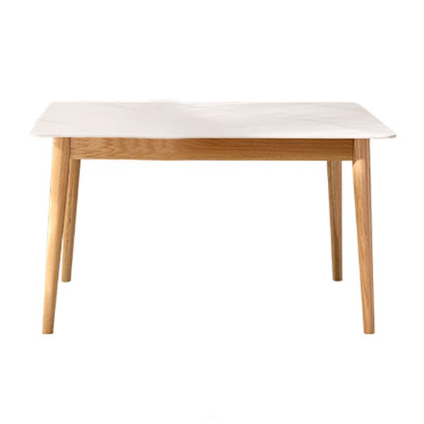 White Tone Dining Table Sintered Stone Table Industrial Style with 4 Legs