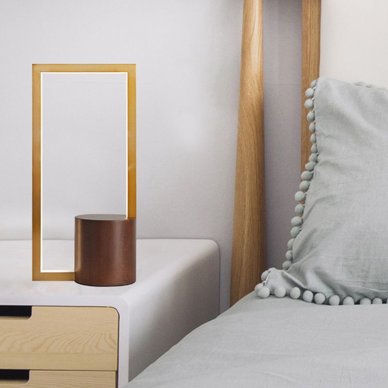 Rechteckige Metall -Aufgabenbeleuchtung modernistischer LED Braunes Lesen mit Holzbasis