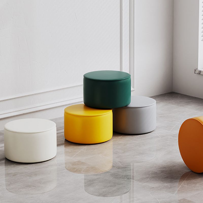 Modern Leather Ottoman Plain Water Resistant Stain Resistant Footstool Ottoman