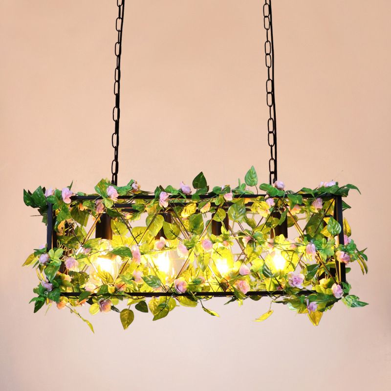 Black Metal Plant Island Ceiling Light Rustic Pendant  Lighting for Restaurant