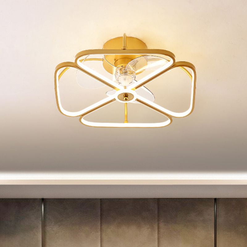 Aluminium Halo Halo Halo-Flush Mount Lighting Minimalismus 3-Blade-LED-Deckenleuterleuchte mit Fernbedienung, 19,5 "breit