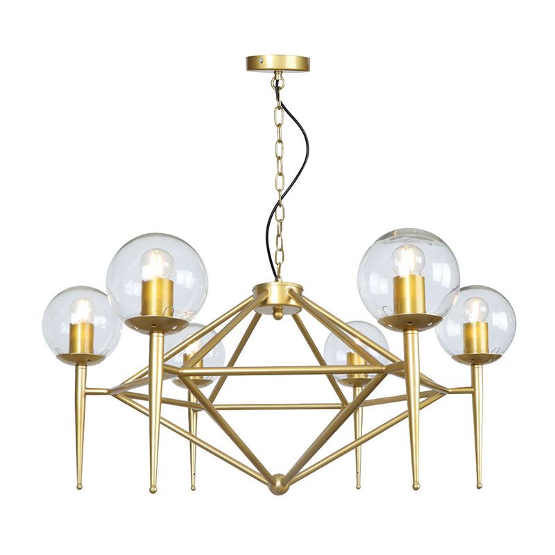 Diamond Chandelier Light Fixture Modern Glass Living Room Ceiling Pendant Light in Gold