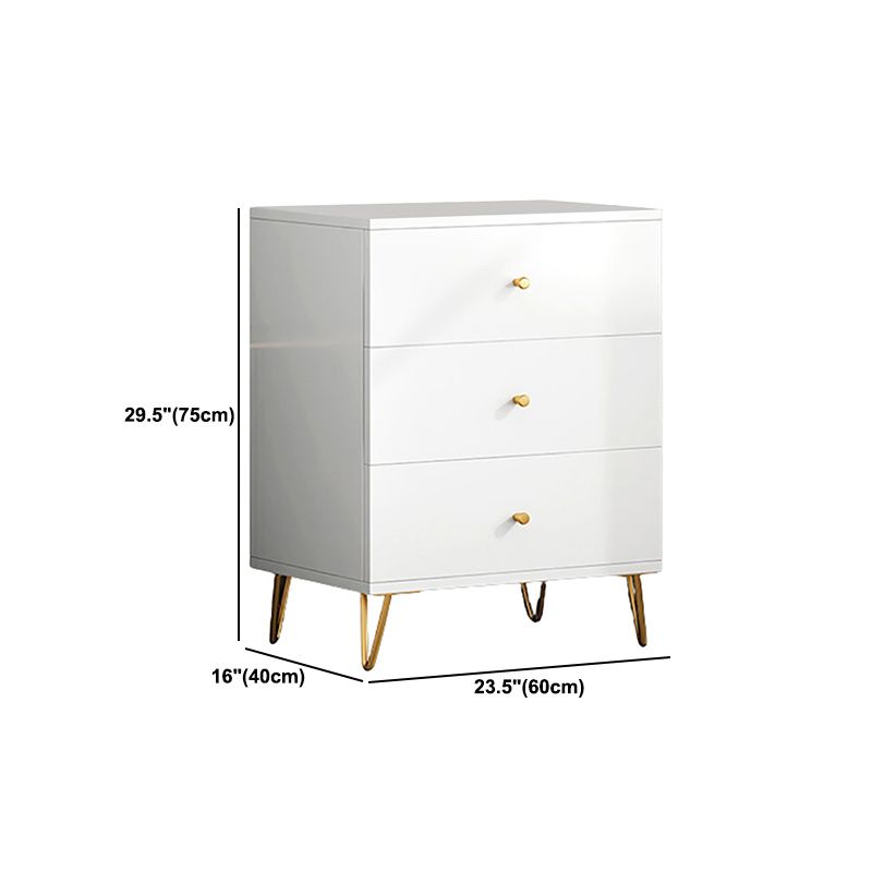 Contemporary White Wooden Chest with Drawers and Metal Legs Accent Chest