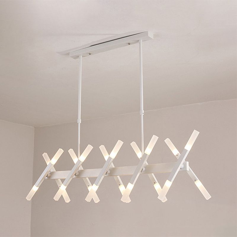 Acrylic Tube Island Pendant Modern 16/20 Lights Black/White/Gold Ceiling Pendant Light for Dining Room