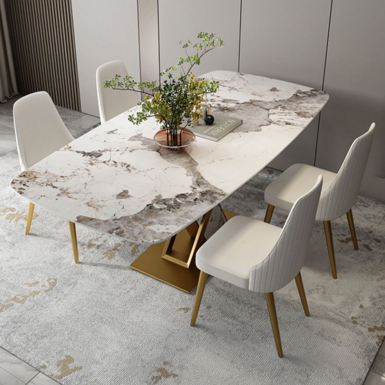 Luxurious Sintered Stone Top Dining Set Rectangular 1/4/5/7 Pieces Dining Room Table Set