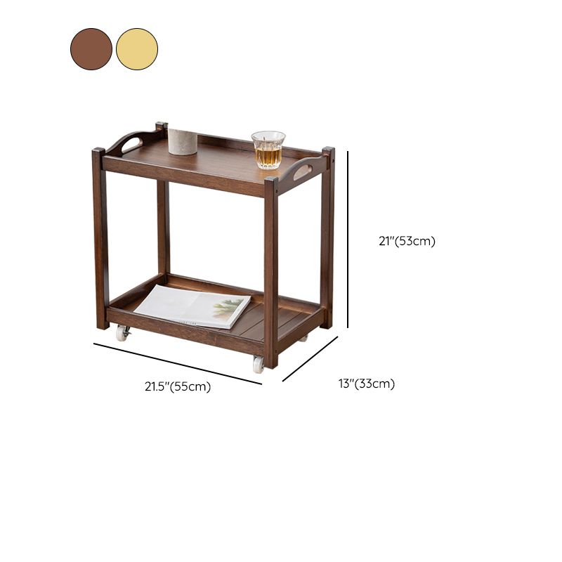Contemporary Solid Wood with Shelf Rectangular Double Tier Side Table