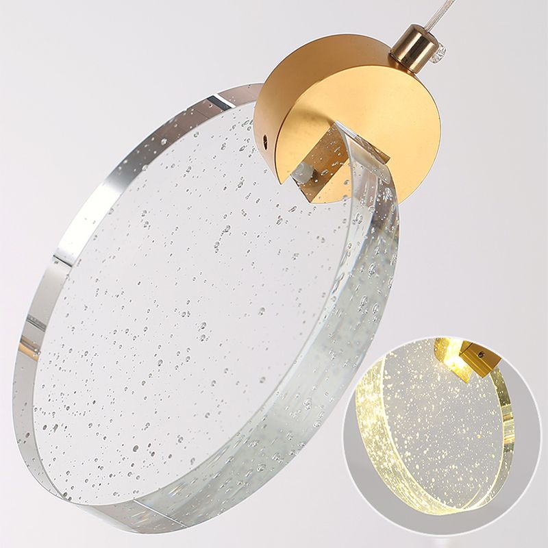 1-Light Hanging Light Fixture Modern LED Pendant Lamp with Crystal Shade for Bedroom