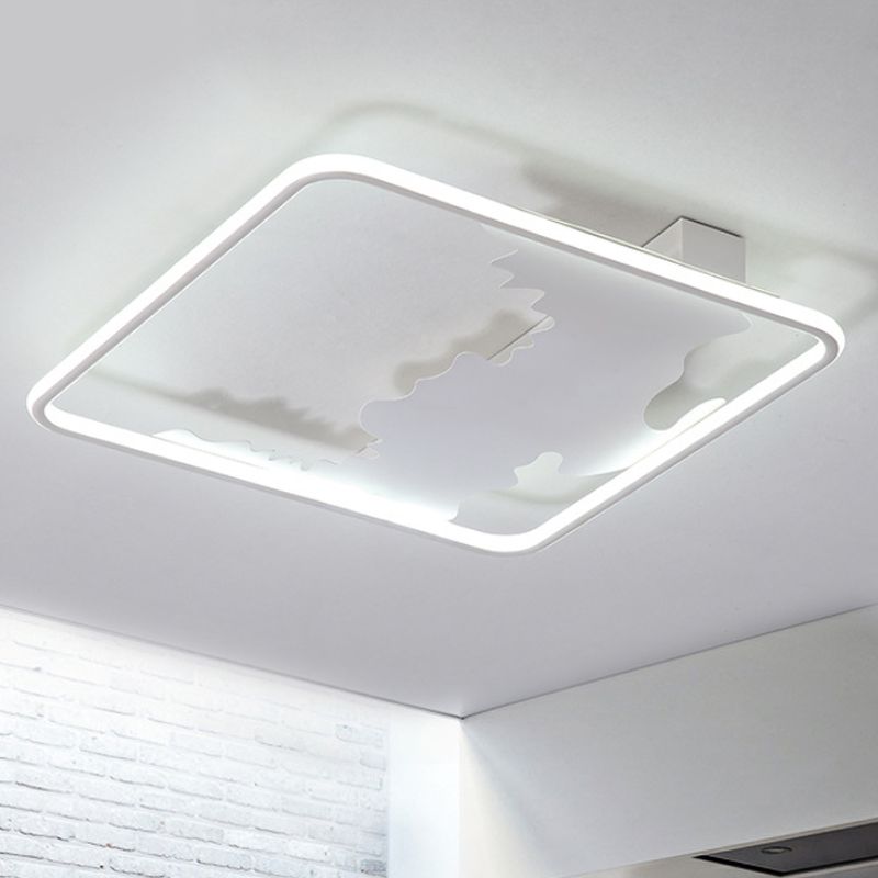 Éclairage encastré carré Art Déco métal LED plafonnier blanc, blanc / lumière chaude, 16,5 pouces / 19,5 pouces / 23,5 pouces de large