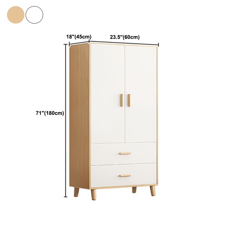 Contemporary Wardrobe Armoire Wooden Armoire with Doors and Legs