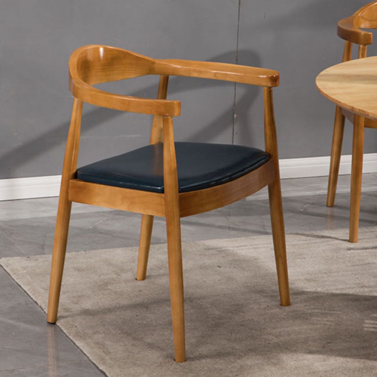 Modern Style Wood Dining Chair Stackable Open Back Dining Side Chair for Home