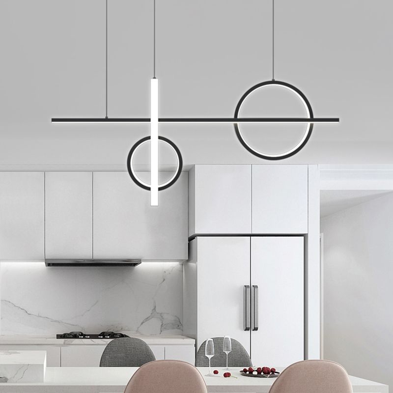 Crossed Island Pendant Light Novelty Minimalist Acrylic Black LED Suspension Light