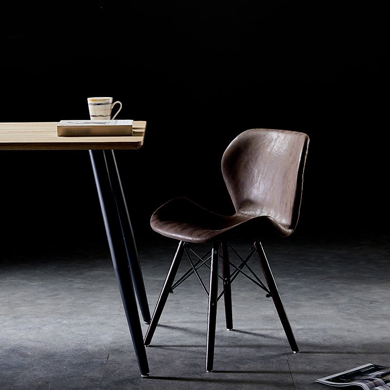 Silla lateral industrial interior Wingback Silla tapizada de madera del comedor