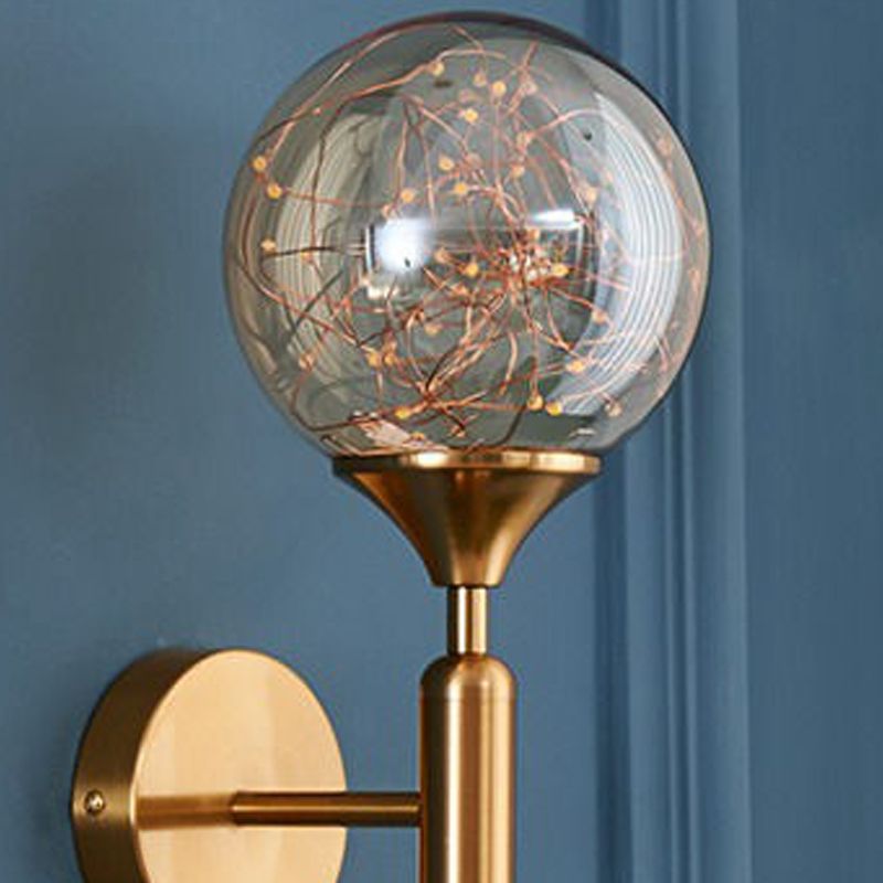 Lumière murale de forme sphérique Métal de style métal à 1 lumière Lumière