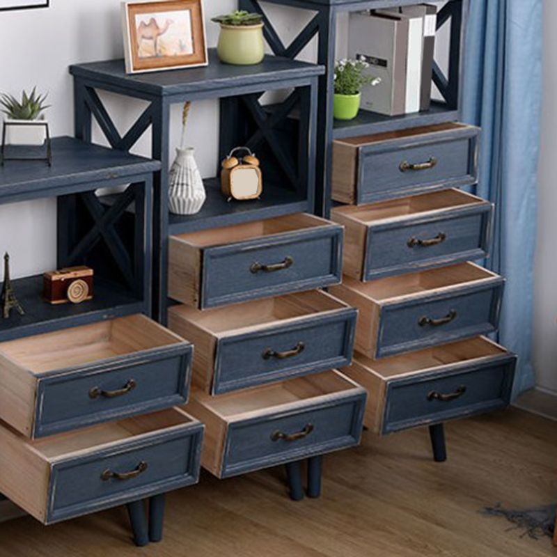 Contemporary Wood Accent Chest with Drawers and Shelf 12.59" Wide