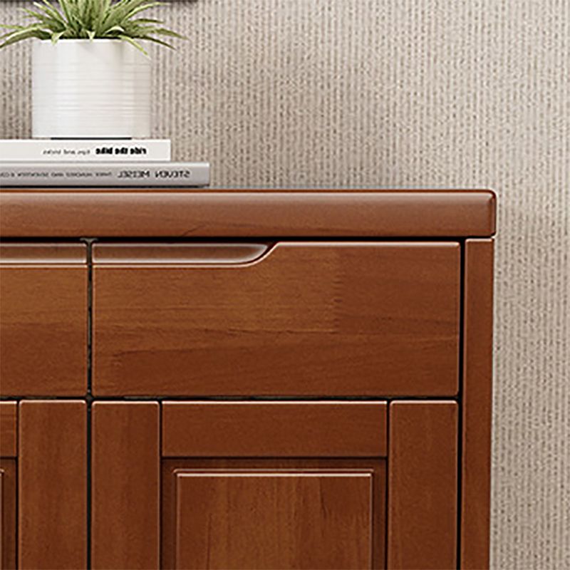 Mid-Century Modern Accent Cabinet Rubberwood 3 - Drawer With Doors Cabinet