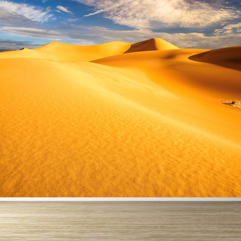 Non-Woven Big Yellow Mural Modernist Sand Dunes View Wall Covering, Customized Size