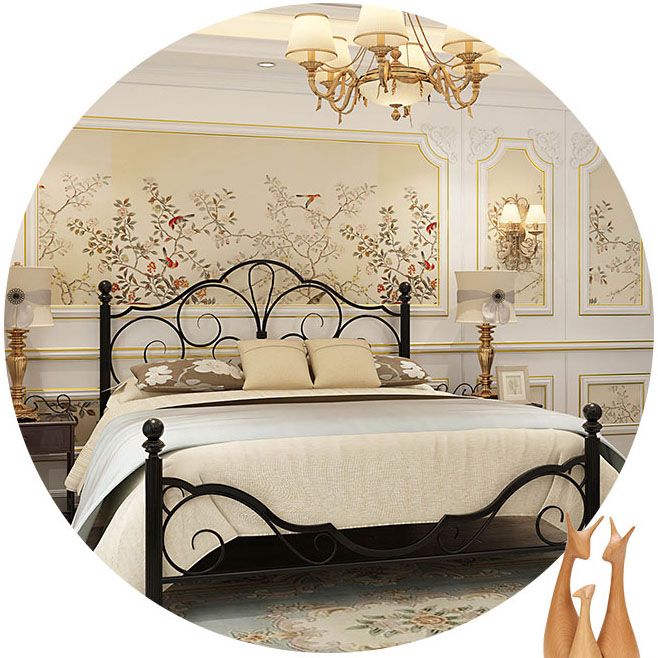 Industrial Metal Bed with Headboard Standard Profile Open-Frame Bed