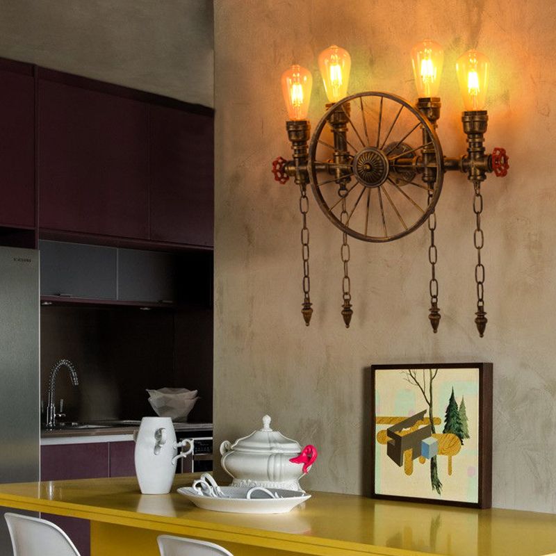 Industrial Metall Wandleuchte Wasserrohr Multi -Licht Wandleuchte für Café