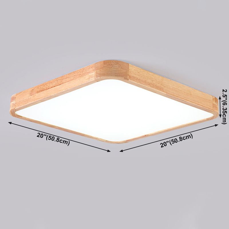 Geometric LED Ceiling Lamp Modern Wood 1 Light Flush Mount for Bedroom Study