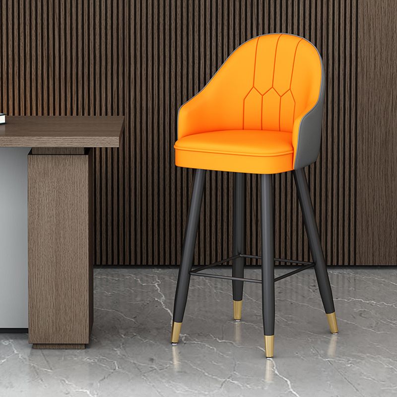 Modern Bucket Seat Bar Stools Faux Leather Low Back Barstool