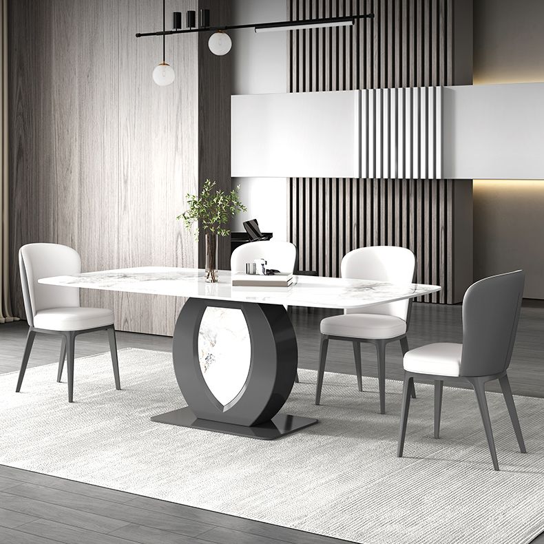 Contemporary 1/4/5/6/7 Pieces Dining Room Table Rectangle Stone Furniture in White