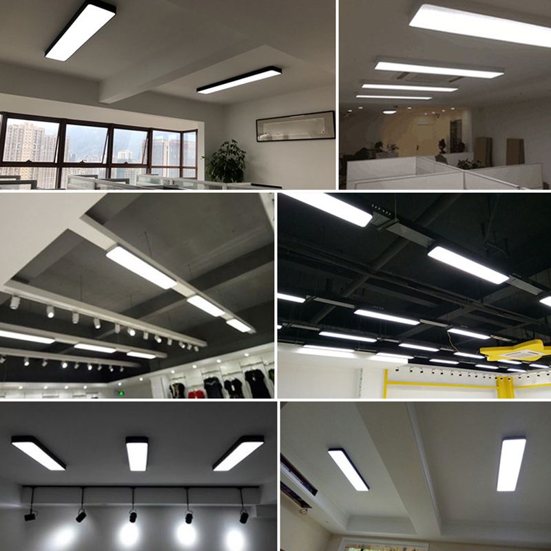 Lampade da soffitto rettangolari in metallo con montaggio a incasso. Lampade da incasso per ufficio moderne