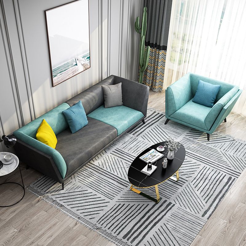 Modern Faux Leather Flared Arm Sofa and Sectional for Living Room and Bedroom