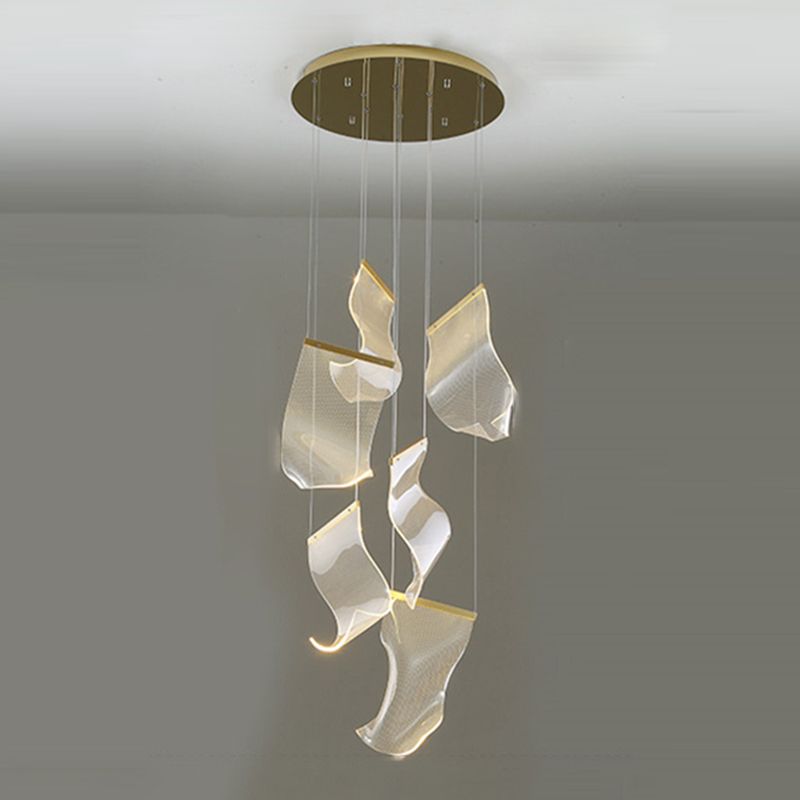 Paper Hanging Light Fixtures Modern Simple Acrylic Ceiling Pendant for Stairwell
