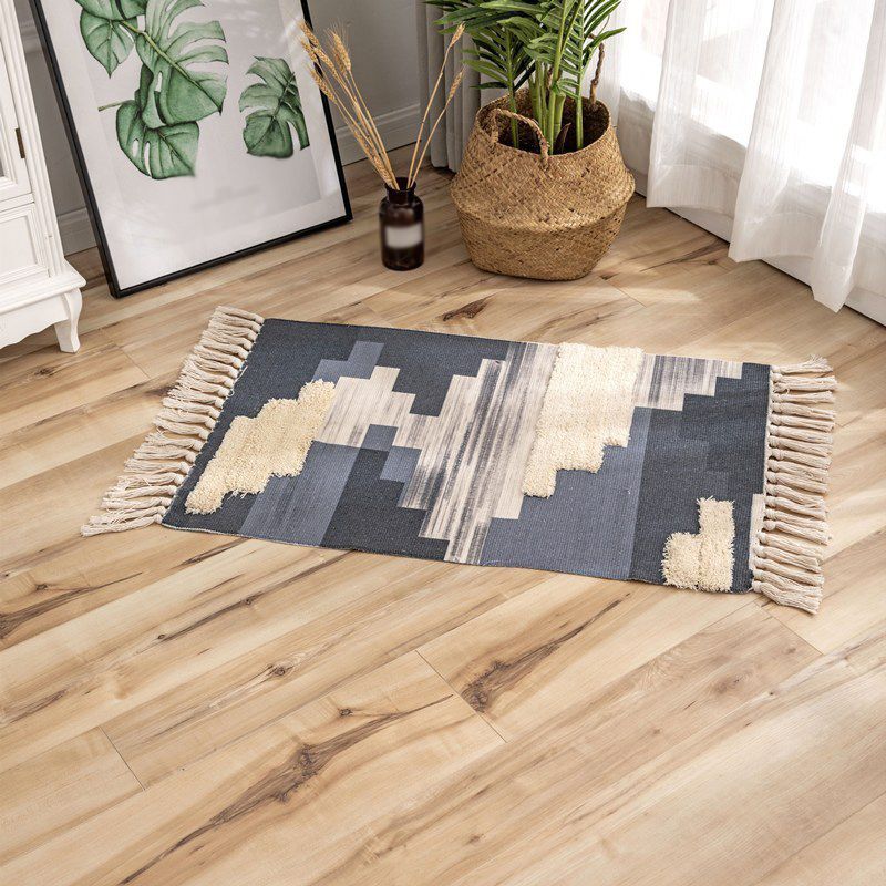 Bohemian Multi-Color Ruger Americana Print Area Tapis Fringe Fringe Cotton Blend Mélange pour la décoration intérieure