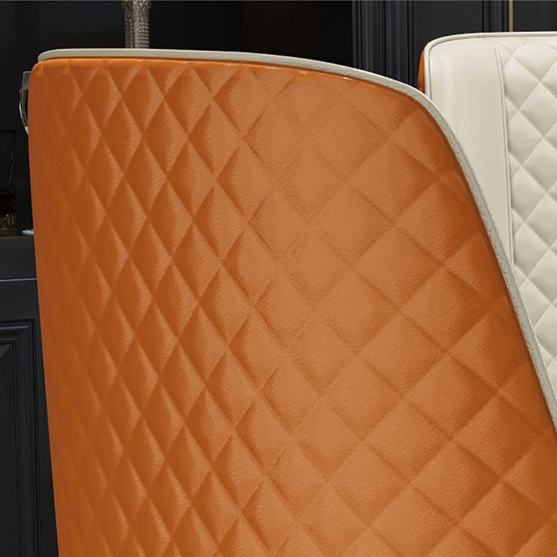 Faux Leather Kitchen Dining Chair Glam Upholstered Dining Chair with Wood Legs