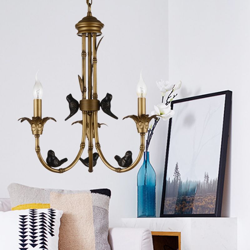 3/6/8 Lights Candelabra Ceiling Chandelier Rustic Brass Metal Pendant Lighting for Living Room
