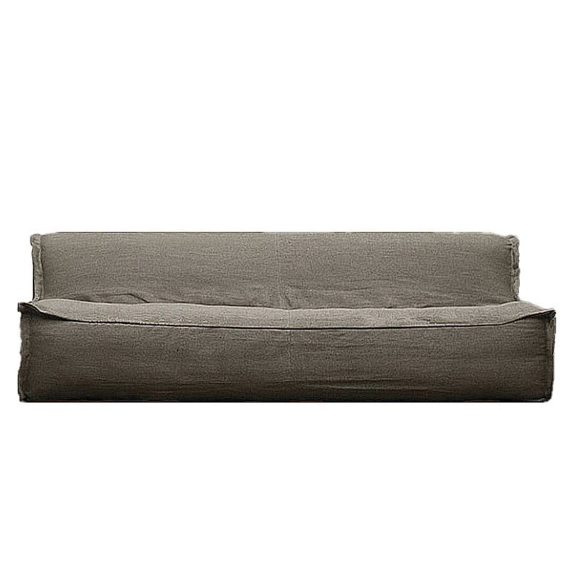 Cotton Blend/ Faux Leather Sofa Armless Settee for Three People