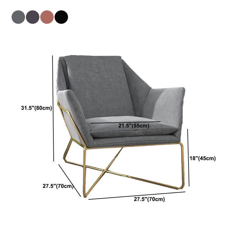 Mid-century Modern 27.56" Wide Fixed Back Cross Base Flared Arms Chair