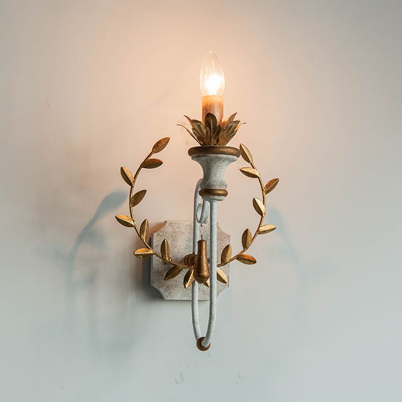 Candle Shape Wood Wall Sconces Modern 1-Light Wall Mount Light Fixture in Gold