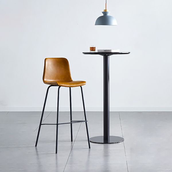Modern Backrest Armless Counter Stool Metal Cafe Bar Stool with Leather Cushion