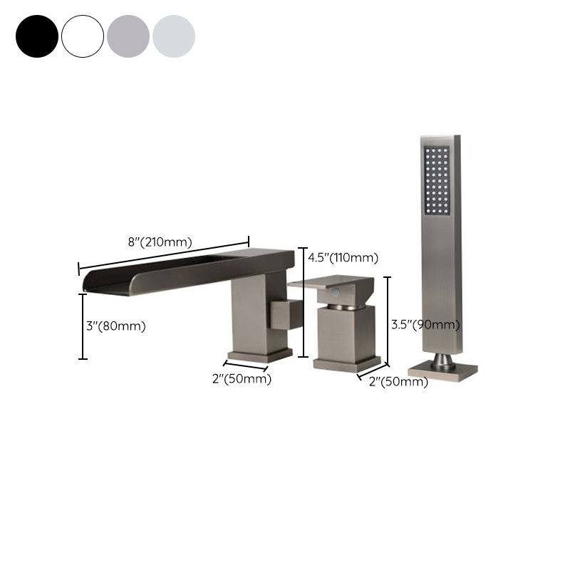 Modern Deck Mounted Metal Freestanding Tub Filler Waterfall Freestanding Faucet