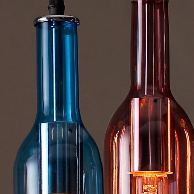 Lampada per bottiglie di vino art deco vetro 5 ristorante leggero al illuminazione ciondolo in multi-colore