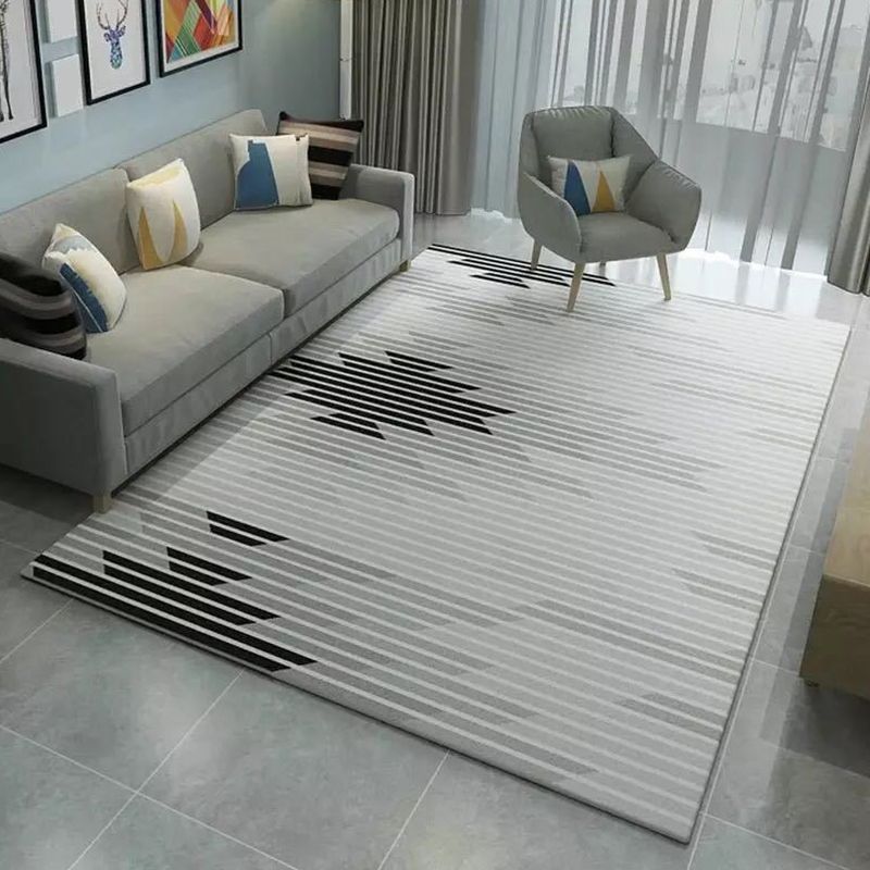 Multi-Colored Geometric Rug Synthetics Contemporary Rug Anti-Slip Stain Resistant Machine Washable Area Rug for Home