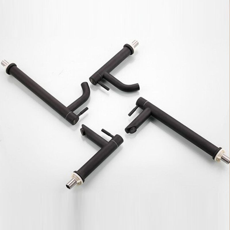 Circular Bathroom Faucet Modern Style Black Sink Faucet with Stainless Steel