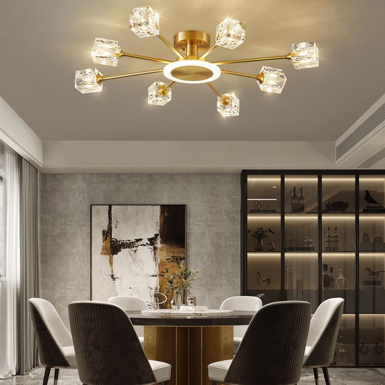 Sputnik Flush Mount Ceiling Light Modern Crystal Ceiling Mount Chandelier