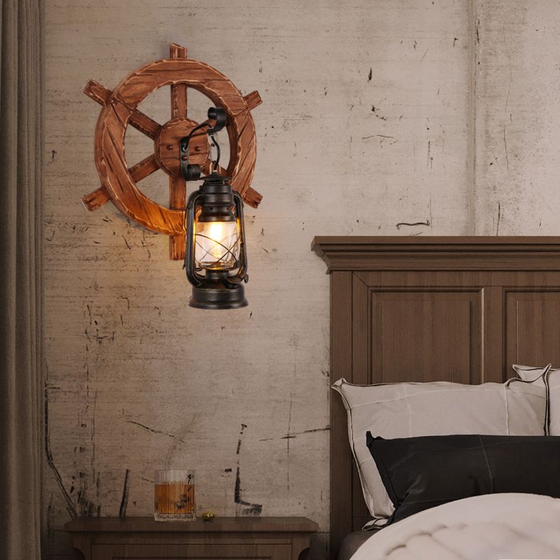 1 Bulbe Kérosène Mur Moup de lampe industrielle Brown Grown Glass Enter