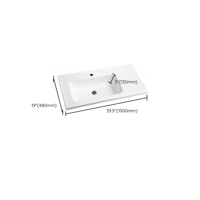 Modern Drop-in Bathroom Sink Rectangular Porcelain with Overflow Vessel Sink