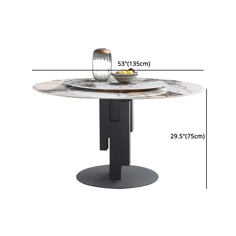 Modern Round Dinette Set 1/4/5/7 Pieces Black Dining Table Set with Sintered Stone Top