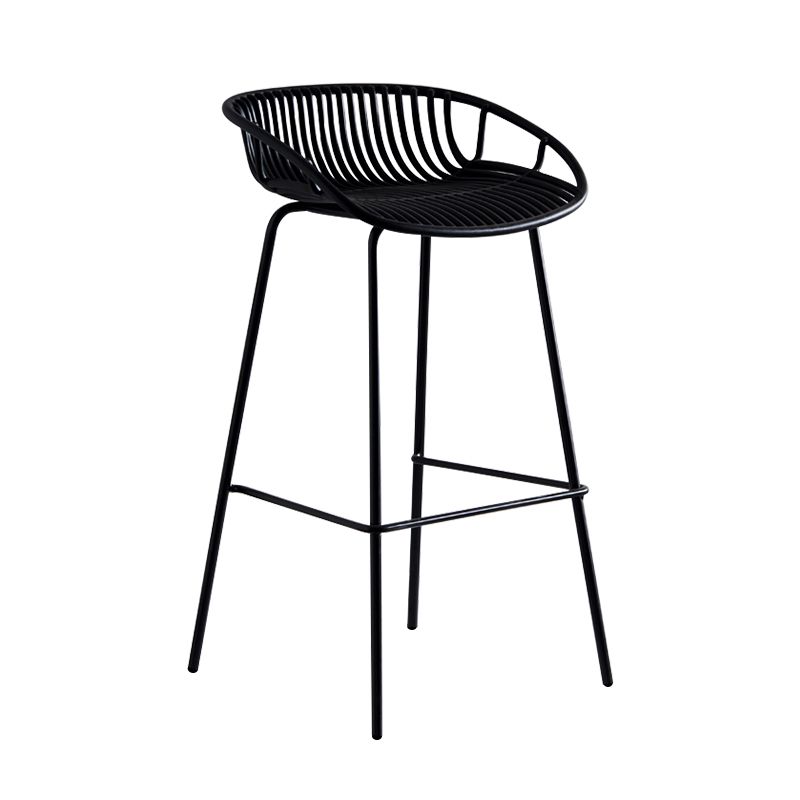 Contemporary Milk Tea Shop Footrest Stool Matte Finish Metal Barstool