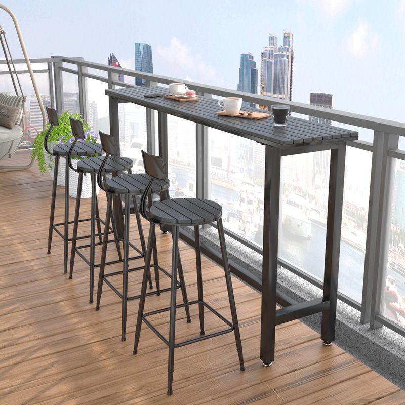 Modern Bar Height Table Rectangular Bar Table with Metal Base