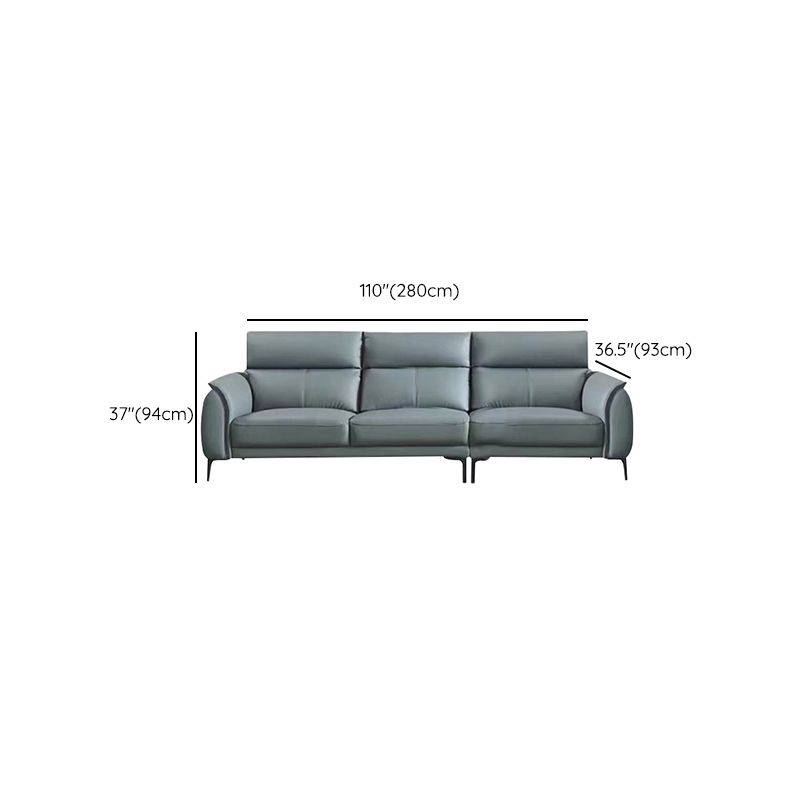 Flared Arms Sectionals Genuine Leather Sectional Sofa for Living Room