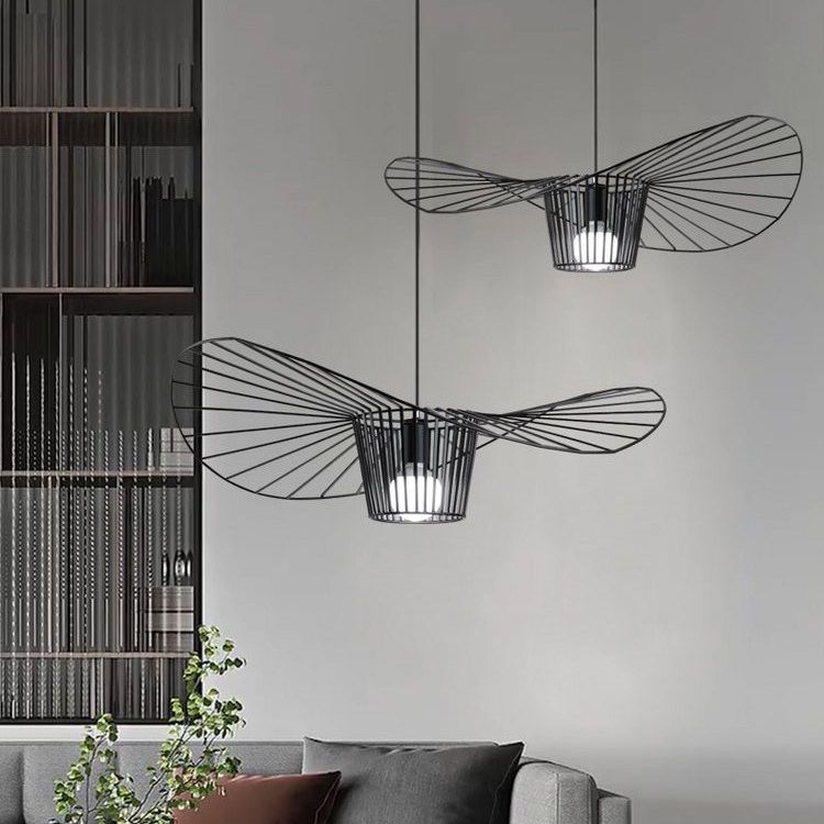 Metal 1 Light Pendant Light Nordic Modern Simple Hat Cage Hanging Lamp for Living Room